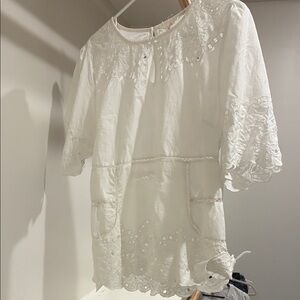 Anthropologie White Eyelet Blouse